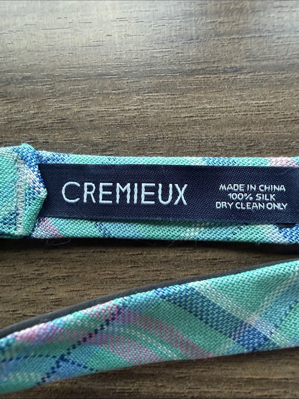 Cremieux Aqua Plaid adjustable Self-Tie Bow Tie with Pink & Blue Accents